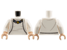 Torso Female Cardigan Sweater over Shirt, Necklace with Dark Silver, Gold, Metallic Light Blue, and Metallic Pink Beads Pattern / White Arms / Light Nougat Hands