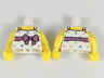 Torso Female Top with Straps, Medium Lavender Belt with Bow, Bright Colored Squares Pattern / Yellow Arms / Yellow Hands