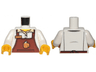 Torso Reddish Brown Apron with Cup and Name Tag Pattern / White Arms / Yellow Hands
