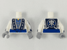 Torso Ninjago Robe with Elemental Logogram, Blue Sash Pattern / White Arms with Dark Blue Cuffs, Water Symbols on Circles, Silver Trim and Dots Pattern / Light Bluish Gray Hands