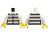 Torso Town Prisoner Female, Number 50382, Dark Bluish Gray Stripes, 6 Buttons Pattern / White Arms / Yellow Hands