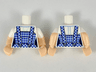 Torso Female with Dark Blue and Bright Light Blue Gingham Dress Pattern / Light Nougat Arms with Molded White Short Sleeves Pattern / Light Nougat Hands
