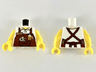 Torso Reddish Brown Apron with Cup, 'LARRY' Name Tag, Straps Pattern / Yellow Arm Left / Yellow Arm Right with Black Tattoo Pattern / Yellow Hands