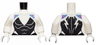 Torso Female Black Bodysuit with Deep V Neck, Magenta Shoulders with Medium Azure Webbing Pattern / White Arms / White Hands