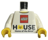 Torso LEGO Logo 'HOUSE Home of the Brick' Pattern / White Arms / Yellow Hands