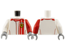Torso Speed Champions with Red Stripes and Ferrari Logo Pattern / Red Arm Left / White Arm Right / Light Bluish Gray Hands