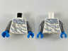 Torso Ninjago Robe with Light Bluish Gray Hem, Silver and Bright Light Blue Electricity Pattern / Flat Silver Arms / Dark Azure Hands