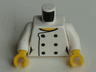 Torso Female Chef with 6 Black Buttons and Yellow Neck, 'LEGO HOUSE Home of the Brick' on Back Pattern / White Arms / Yellow Hands