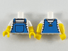 Torso Shirt with Black Stripes and Medium Blue Overalls Pattern / Yellow Arms with Molded White Short Sleeves Pattern / Yellow Hands