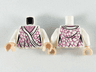 Torso Female Metallic Pink Robe with White Hems, Spots, and Shirt with White Filigree Pattern / White Arms / Light Nougat Hands