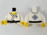 Torso Gi with Dark Bluish Gray Diamond on Lapel and Back, Black Belt Pattern / White Arms / Yellow Hands