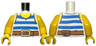 Torso Pirate Tank Top with Blue Horizontal Stripes, Dark Orange Belt with Gold Buckle, Yellow Neck and Shoulders Pattern / Yellow Arms / Yellow Hands