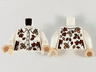 Torso Female Button Up Shirt, Tan and Reddish Brown Leaves Pattern / White Arms / Light Nougat Hands