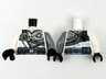 Torso Armor Silver with Ninjago Logogram Letter Z, Dark Bluish Gray Strap and Utility Belt Pattern / Flat Silver Arm Left / White Arm Right / Black Hands