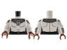 Torso Female, Dark Bluish Gray Shoulders, SWORD Logo Pattern / White Arms with Dark Bluish Gray Shoulder and Cuff Pattern / Reddish Brown Hands