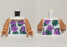 Torso Female Sleeveless Shirt with Dark Pink Flowers and Dark Green Leaves, Nougat Neck and Shoulders Pattern / Nougat Arms / Nougat Hands