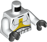 Torso SW Armor Stormtrooper, Detailed Armor with Yellow Marking without Shoulder Belts, Black Backpack with White Cylinders on Back Pattern / White Arms / Black Hands