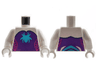 Torso Dark Purple Strapless Top, Medium Azure Spider, Magenta Webbing on Sides Pattern / White Arms / White Hands