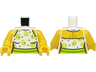 Torso Female Swimsuit with Lime, Yellowish Green, and Medium Nougat Circles and Dots (Avocados) Pattern / Yellow Arms / Yellow Hands