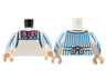 Torso Shirt with Blue Pinstripes, Dark Pink Bow Tie, White Apron Pattern / White Arms with Blue Pen Stripes, Cuff Pattern / Light Nougat Hands