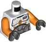 Torso SW Armor Clone Trooper Commander with Light Bluish Gray and Orange Markings and Belt with Boxes Pattern (Cody) / Orange Arms / Black Hands
