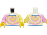 Torso Shirt Bright Pink and Bright Light Yellow Swirl, Bright Light Blue Collar Pattern / Bright Light Yellow Arm Left / Bright Pink Arm Right / Yellow Hands