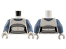 Torso Female Alien, Sand Blue Collar, Light Bluish Gray Hems, Open Midriff with Skin Pattern / Sand Blue Arms / White Hands