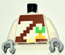 Torso Pixelated Reddish Brown Strap over Shirt, Carrot, and Belt with Gold Buckle Pattern / White Arms / Light Bluish Gray Hands