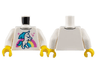 Torso Shirt with Unicorn, Sparkles, and Dark Pink, Bright Light Yellow, and Medium Azure Rainbow Pattern / White Arms / Yellow Hands