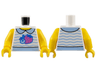Torso Shirt, Yellow Neck, Bright Light Blue Collar and Wavy Stripes, Blueberry, Dark Pink Strawberry Pattern / Yellow Arms / Yellow Hands