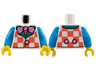 Torso Vest with Coral Checks, Dark Turquoise Lapels, Bright Pink Bow Tie with Dark Pink Polka Dots Pattern (BAM) / Dark Azure Arms / Yellow Hands