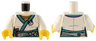 Torso Female Robe with Dark Turquoise Trim, Light Bluish Gray Sash with Knot, Panda Pin, and Drawstring Pouch Pattern / White Arms / Yellow Hands