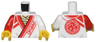 Torso Robe with Red Trim, Lines, and Ninjago Logogram 'DOJO' over Tan Shirt, Core Logo on Back Pattern / White Arm Left / Red Arm Right / Yellow Hands