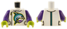 Torso Jacket with Dark Turquoise and Bright Light Blue Dolphin, Side Zipper, Straps, and Stripe Pattern / Dark Purple Arms / Lime Hands