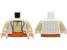 Torso Open Vest with Light Bluish Gray Stripes, Tan Shirt, Orange Sash Pattern / Tan Arms / Light Nougat Hands