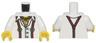 Torso Shirt with Open Collar, Reddish Brown Suspenders, and Gold Chain and Star Pendant Pattern / White Arms / Yellow Hands