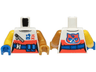 Torso Female Top with Coral Panel and Cat Face, Blue Belt, Ninjago Logogram 'SORA' Pattern (BAM) / Pearl Gold Arm Left / Yellow Arm Right / Pearl Gold Hand Left / Blue Hand Right