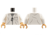 Torso Lab Uniform Top with Light Bluish Gray Pocket and Folds, Black Buttons and ID Badge Pattern / White Arms / Medium Tan Hands