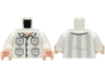 Torso Shirt with Collar, 4 Pockets, and Light Bluish Gray Pleats, Light Nougat Neck Pattern / White Arms / Light Nougat Hands