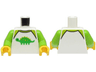 Torso Shirt with Lime Collar and Bright Green Dinosaur Pattern / Lime Arms / Yellow Hands
