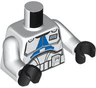 Torso SW Armor Clone Captain Vaughn with Blue 501st Legion Markings Detailed, Light Bluish Gray Rectangle Pattern (Clone Wars) / White Arms / Black Hands