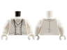Torso Suit Jacket Open with Pockets and Light Bluish Gray Lines on Lapels over Vest with Buttons, Tie, Pocket Square Pattern / White Arms / White Hands