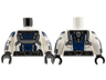 Torso Armor with Dark Blue Center Panel, Silver Trim, Black Collar, and Metallic Light Blue Dots, Utility Belt Pattern / White Arms with Black Cuffs, Dark Blue Armor, Metallic Light Blue Dots, and Silver Trim Pattern / Black Hands