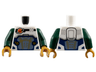 Torso Reddish Orange and Black Classic Space Logo, Sand Blue Panel with Gold Lines, Dark Blue Trim Pattern / Dark Green Arms / Pearl Gold Hands