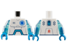Torso Robot with Sand Blue Panel Lines, Blue EMT Star of Life, Dark Azure Angled Arc, Battery Level and Red Symbol on Back Pattern / Trans-Light Blue Arms with White Panels with Red Symbols and Medium Azure Medical Chart and '37°' on Dark Blue Screens Pattern / Dark Azure Hands