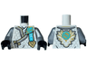 Torso Tunic with Light Bluish Gray Hems, Gold Trim, Light Aqua Shirt, Ninjago Logogram 'MOI', Medium Azure Letter Z in Dragon Head on Back Pattern / Flat Silver Arms / Black Hands