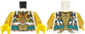Torso Robe with Dark Turquoise Belt, Gold Straps and Buckle, Medium Nougat Rings with Tassels, Armor Plates with Red Gems Pattern / Pearl Gold Arms / Yellow Hands