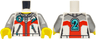 Torso Jacket with Pockets and Zippers, Silver and Red Panels, Dragon Head, Dark Turquoise Number 2 on Front and Back Pattern / Flat Silver Arms / Yellow Hands