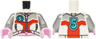 Torso Jacket with Pockets and Zippers, Silver and Red Panels, Bright Pink Stomach, Dark Turquoise Number 5 on Front and Back Pattern / Flat Silver Arms / Bright Pink Hands
