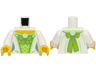 Torso Female Dress with Yellowish Green Corset, Lime Laces and Bow, Sand Green Wrinkles, Yellow Neck Pattern (BAM) / White Arms / Yellow Hands